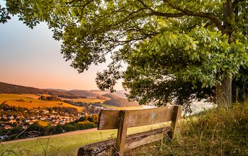 Parkbank mit Blick auf die wunderschöne Landschaft