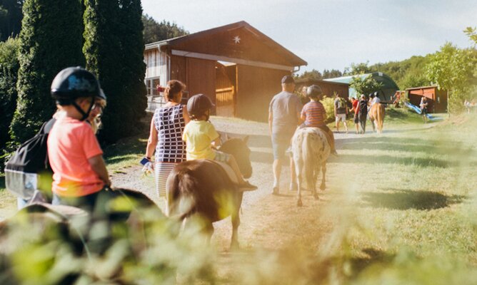 Kinder beim Wanderritt mit den Ponys