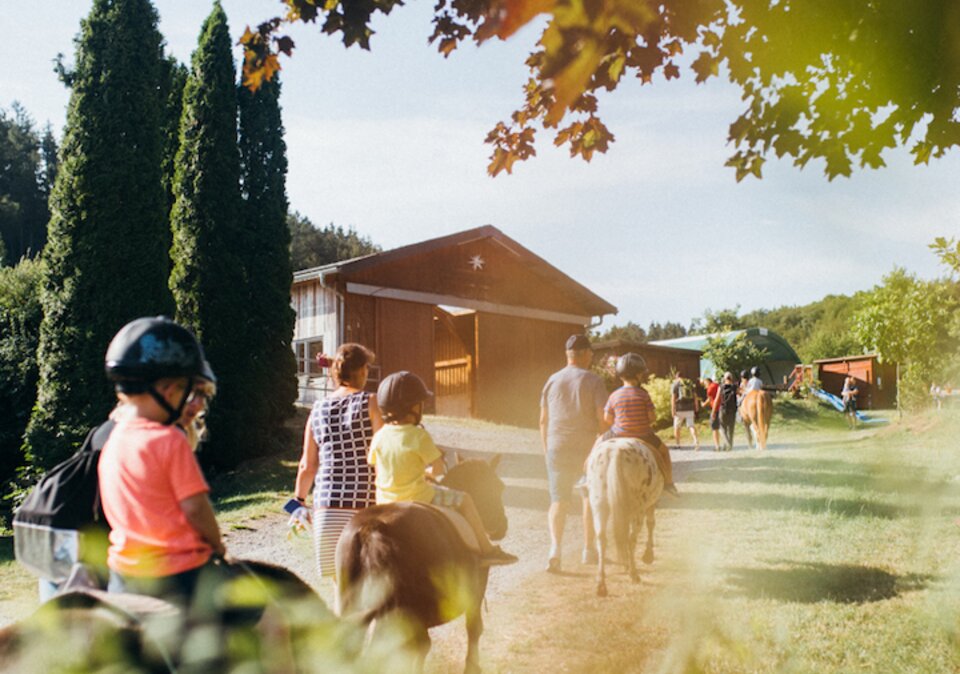 Kinder beim Wanderritt auf den Ponys