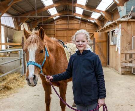 Mädchen führt die Ponys